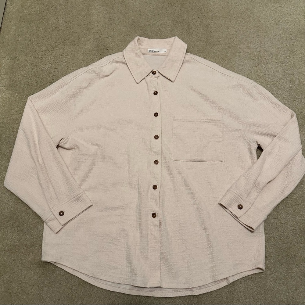 Oak + Fort Lightweight Button Up Overshirt